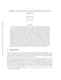 MODNO: Multi Operator Learning With Distributed Neural Operators