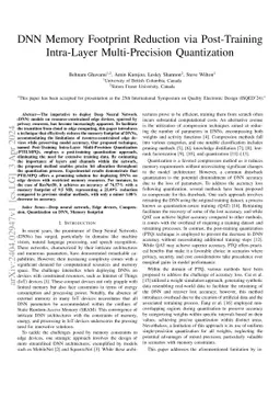 DNN Memory Footprint Reduction via Post-Training Intra-Layer
  Multi-Precision Quantization