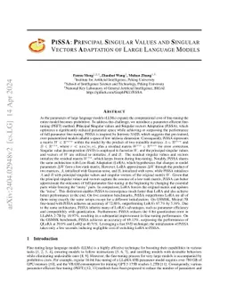 PiSSA: Principal Singular Values and Singular Vectors Adaptation of Large Language Models
