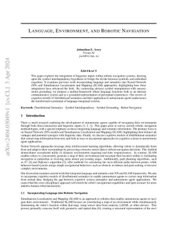 Language, Environment, and Robotic Navigation