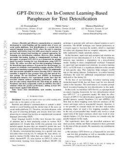 GPT-DETOX: An In-Context Learning-Based Paraphraser for Text
  Detoxification