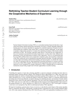 Rethinking Teacher-Student Curriculum Learning through the Cooperative
  Mechanics of Experience