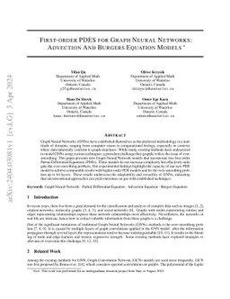 First-order PDES for Graph Neural Networks: Advection And Burgers
  Equation Models