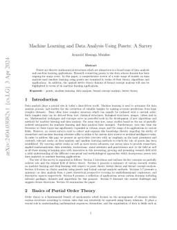 Machine Learning and Data Analysis Using Posets: A Survey