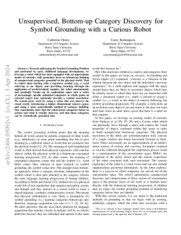 Unsupervised, Bottom-up Category Discovery for Symbol Grounding with a
  Curious Robot