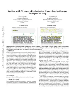 Writing with AI Lowers Psychological Ownership, but Longer Prompts Can
  Help