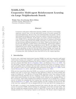 MARL-LNS: Cooperative Multi-agent Reinforcement Learning via Large
  Neighborhoods Search