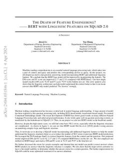 The Death of Feature Engineering? BERT with Linguistic Features on SQuAD
  2.0