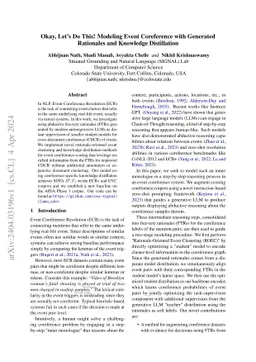 Okay, Let's Do This! Modeling Event Coreference with Generated
  Rationales and Knowledge Distillation