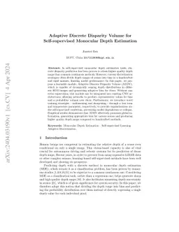 Adaptive Discrete Disparity Volume for Self-supervised Monocular Depth
  Estimation