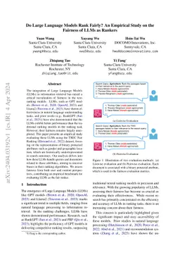 Do Large Language Models Rank Fairly? An Empirical Study on the Fairness
  of LLMs as Rankers