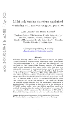 Multi-task learning via robust regularized clustering with non-convex
  group penalties