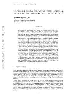 On the Surprising Efficacy of Distillation as an Alternative to
  Pre-Training Small Models