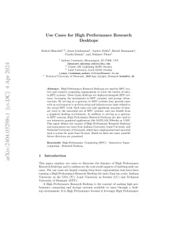 Use Cases for High Performance Research Desktops
