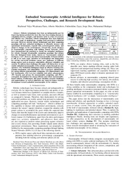 Embodied Neuromorphic Artificial Intelligence for Robotics:
  Perspectives, Challenges, and Research Development Stack