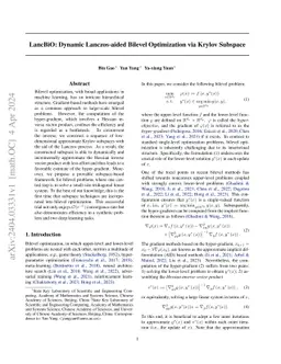 LancBiO: dynamic Lanczos-aided bilevel optimization via Krylov subspace