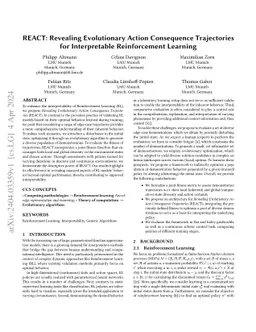 REACT: Revealing Evolutionary Action Consequence Trajectories for
  Interpretable Reinforcement Learning