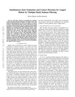Simultaneous State Estimation and Contact Detection for Legged Robots by
  Multiple-Model Kalman Filtering