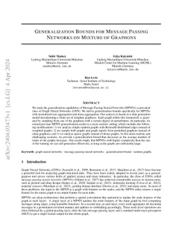 Generalization Bounds for Message Passing Networks on Mixture of
  Graphons