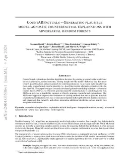 CountARFactuals -- Generating plausible model-agnostic counterfactual
  explanations with adversarial random forests