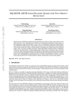 DQ-DETR: DETR with Dynamic Query for Tiny Object Detection