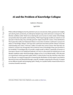 AI and the Problem of Knowledge Collapse