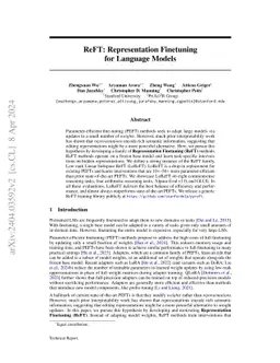 ReFT: Representation Finetuning for Language Models