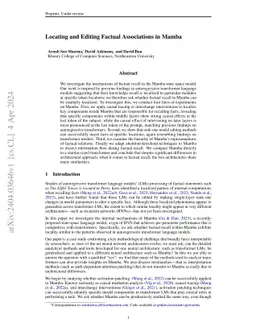 Locating and Editing Factual Associations in Mamba