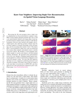 Know Your Neighbors: Improving Single-View Reconstruction via Spatial
  Vision-Language Reasoning