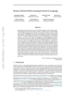 Stream of Search (SoS): Learning to Search in Language