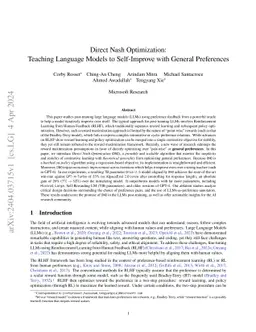 Direct Nash Optimization: Teaching Language Models to Self-Improve with
  General Preferences