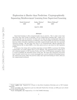 Exploration is Harder than Prediction: Cryptographically Separating
  Reinforcement Learning from Supervised Learning