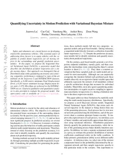 Quantifying Uncertainty in Motion Prediction with Variational Bayesian
  Mixture