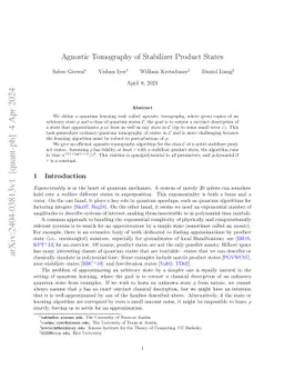 Agnostic Tomography of Stabilizer Product States