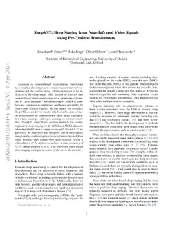 SleepVST: Sleep Staging from Near-Infrared Video Signals using
  Pre-Trained Transformers