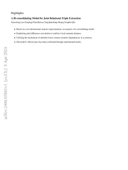 A Bi-consolidating Model for Joint Relational Triple Extraction