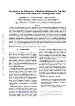 Investigating the Robustness of Modelling Decisions for Few-Shot
  Cross-Topic Stance Detection: A Preregistered Study