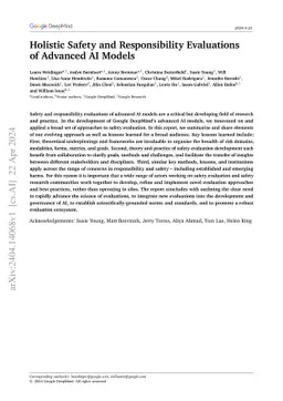 Holistic Safety and Responsibility Evaluations of Advanced AI Models