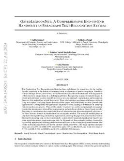 GatedLexiconNet: A Comprehensive End-to-End Handwritten Paragraph Text
  Recognition System