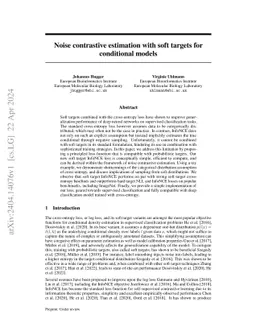Towards noise contrastive estimation with soft targets for conditional
  models
