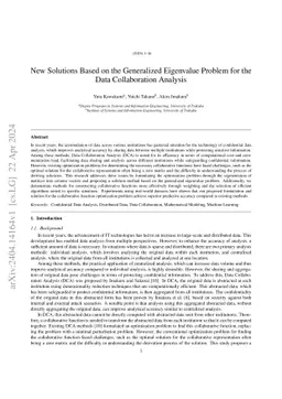 New Solutions Based on the Generalized Eigenvalue Problem for the Data
  Collaboration Analysis