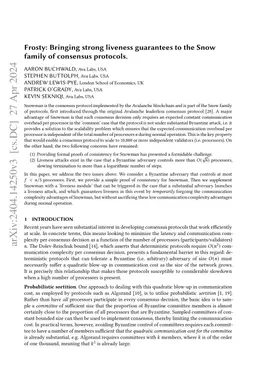 Frosty: Bringing strong liveness guarantees to the Snow family of
  consensus protocols