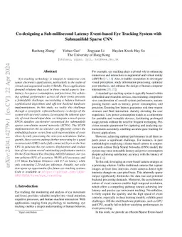 Co-designing a Sub-millisecond Latency Event-based Eye Tracking System
  with Submanifold Sparse CNN