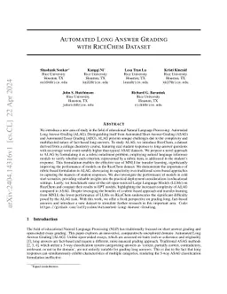 Automated Long Answer Grading with RiceChem Dataset