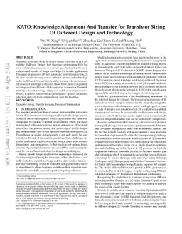 KATO: Knowledge Alignment and Transfer for Transistor Sizing of
  Different Design and Technology