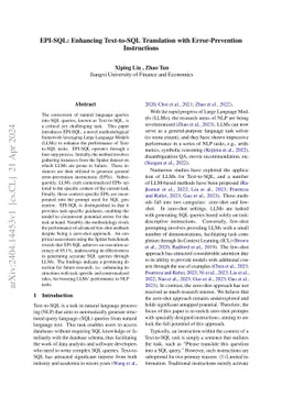 EPI-SQL: Enhancing Text-to-SQL Translation with Error-Prevention
  Instructions