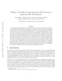 Mélange: Cost Efficient Large Language Model Serving by Exploiting GPU
  Heterogeneity