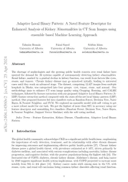 Adaptive Local Binary Pattern: A Novel Feature Descriptor for Enhanced
  Analysis of Kidney Abnormalities in CT Scan Images using ensemble based
  Machine Learning Approach