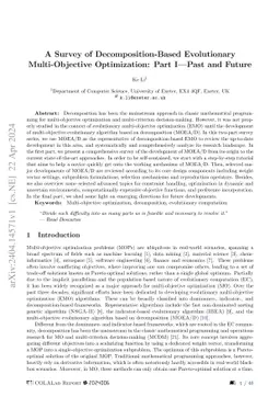 A Survey of Decomposition-Based Evolutionary Multi-Objective
  Optimization: Part I-Past and Future