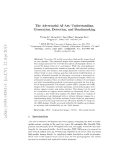 The Adversarial AI-Art: Understanding, Generation, Detection, and
  Benchmarking